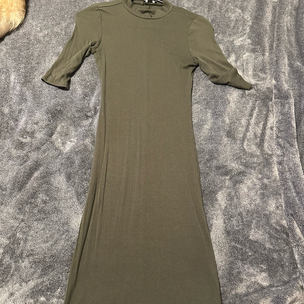 Express olive midi contour dress